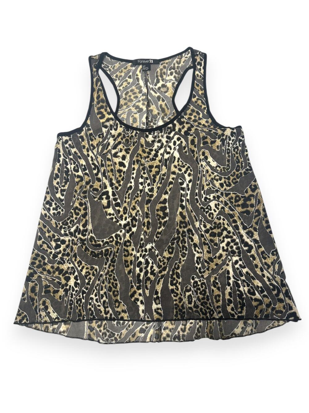 Y2K Forever 21 Leopard Print Sheer Racer Back Tank Size Small